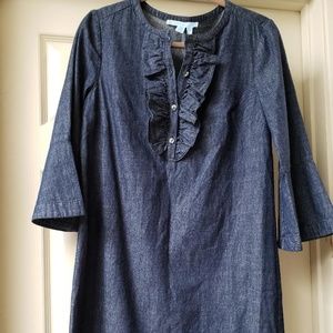 Draper James chambray ruffle shift dress